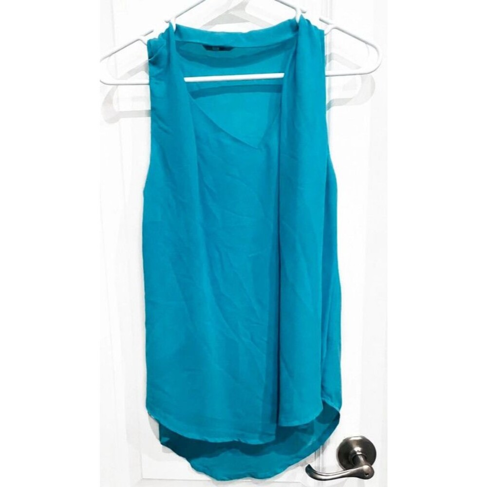 Naked Zebra Women’s Turquoise Sleeveless Draped Open-Front Blouse Size Medium